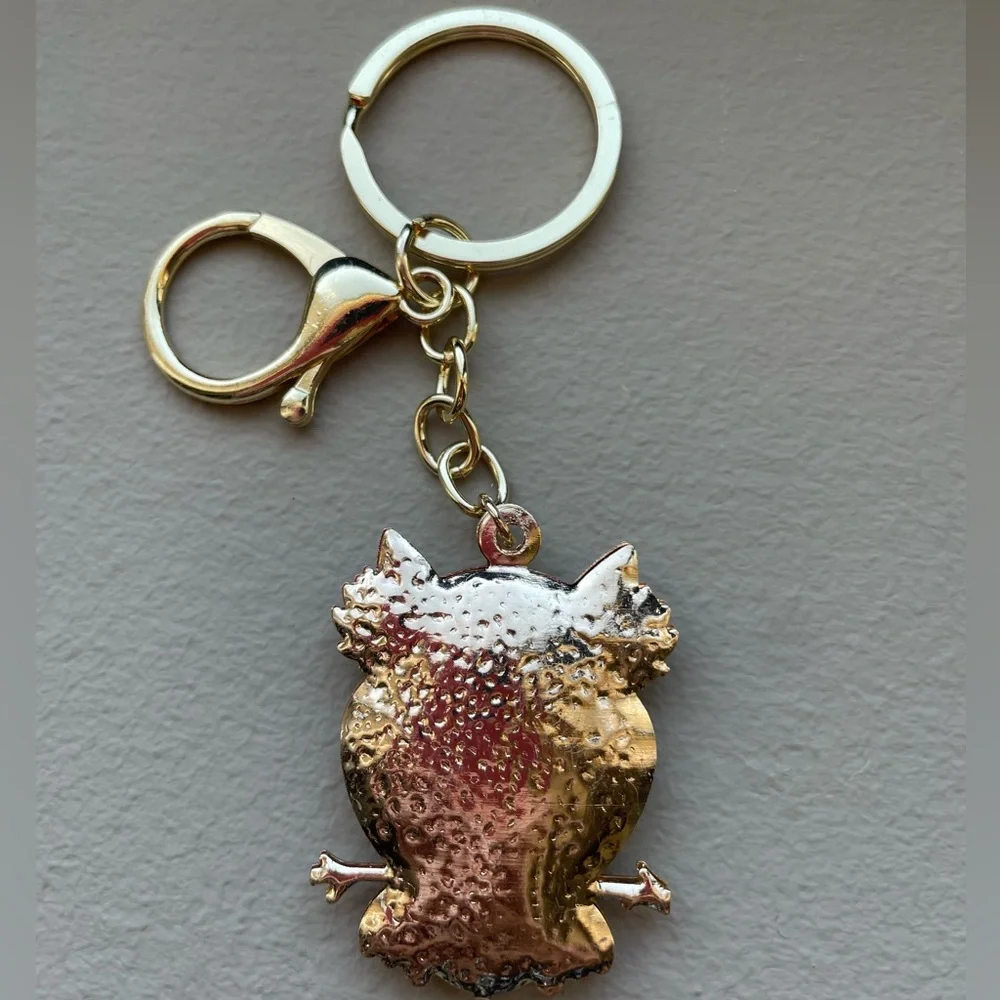 Owl Rhinestone Keychain/Bag Charm~Black~NEW~L 3 3/4”